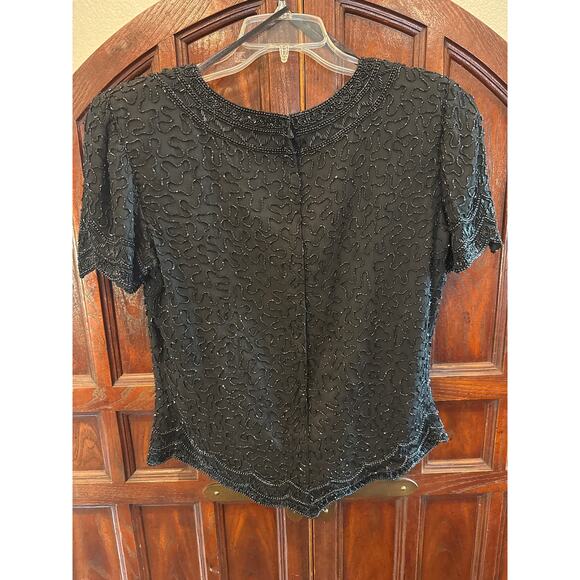 Cote d’ Azur Evening, Holiday, Beaded Top, Silk Lining, Med - Picture 6 of 6